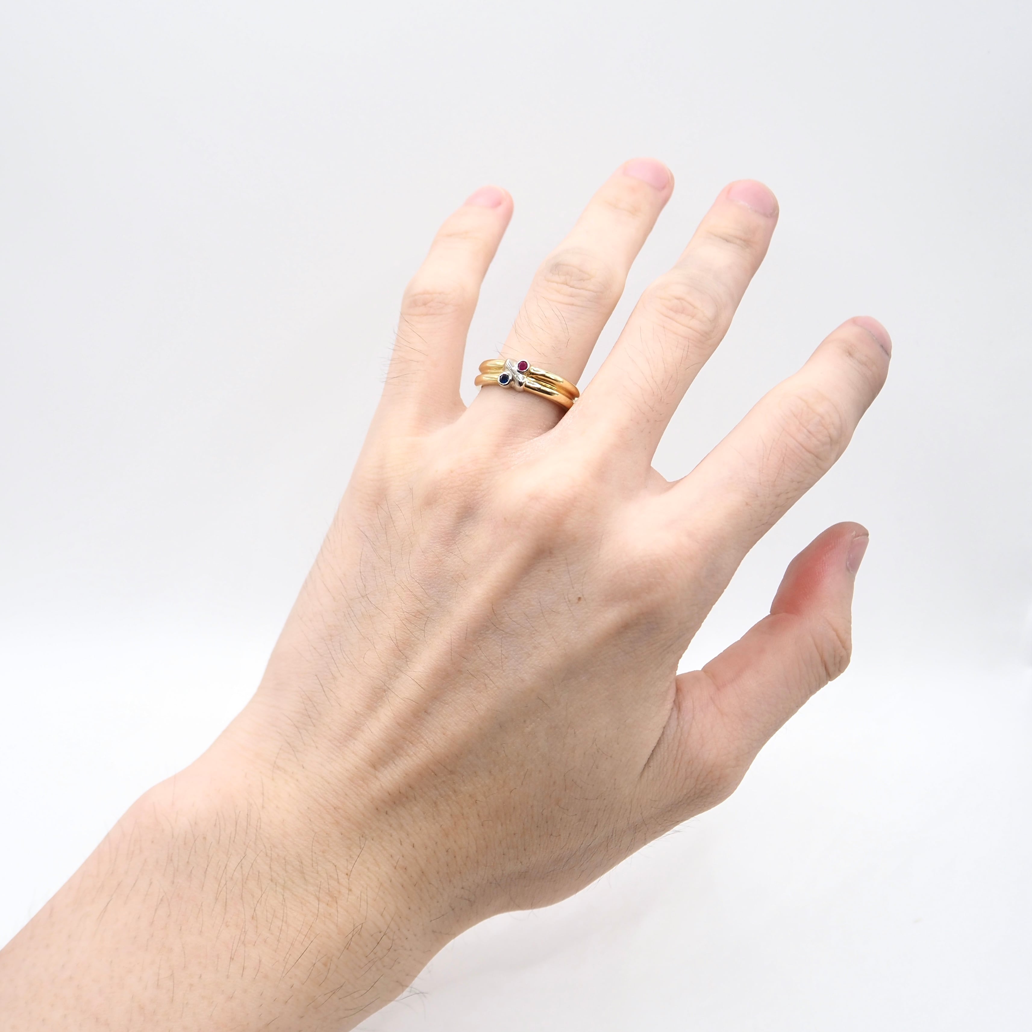 W　Tiffany K18 リング Tiffany&Co. 約10号 シグネチャー リング K18 ルビー サファイア