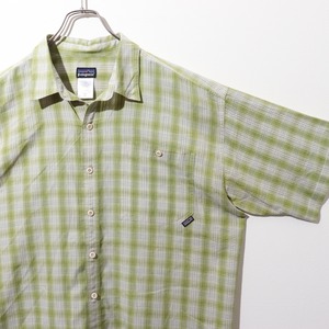 XL 06年 オンブレ 緑 Puckerware Shirt Patagonia パッカーウェアシャツ パタゴニア  シアサッカー