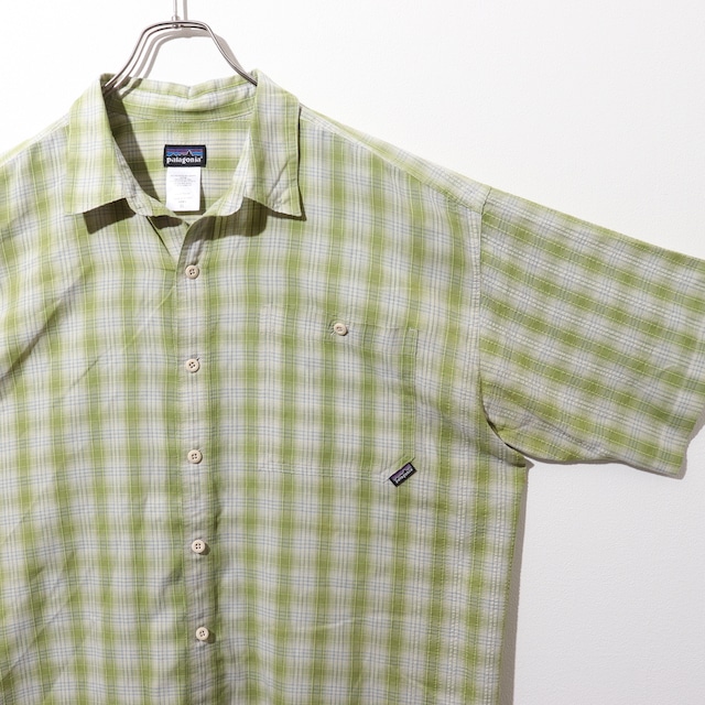 XL 06年 オンブレ 緑 Puckerware Shirt Patagonia パッカーウェアシャツ パタゴニア シアサッカー