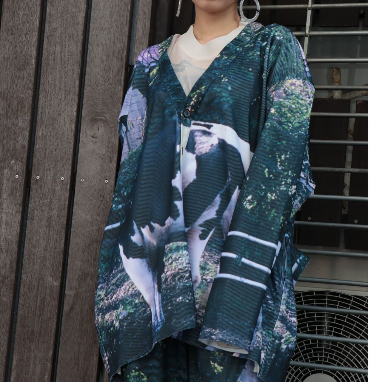 NON TOKYO PRINT RIB BIG CARDIGAN (COW) 23S-0224 | IAAAM ONLINE STORE