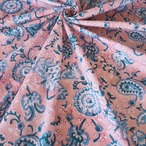 ブロックプリント生地【50cm単位】インド綿 花柄&ペイズリー ピンク #24154-PK1