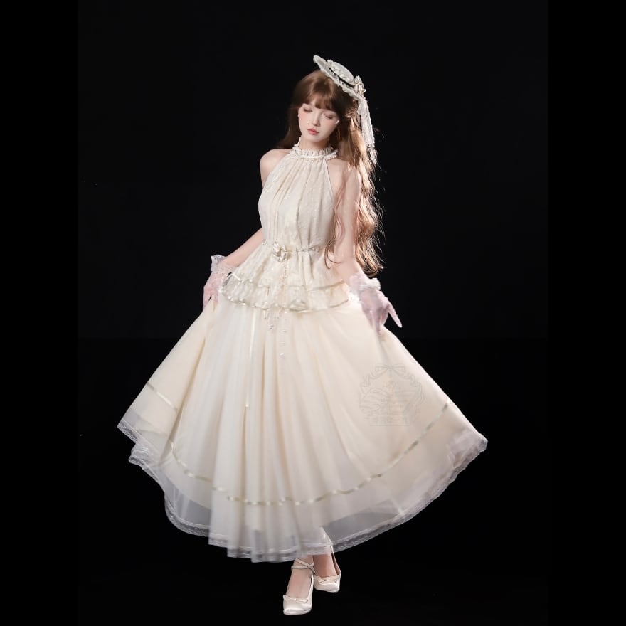 【予約商品】 クラシカルロリィタ スカート シフォン 月光礼賛 生成色 控えめ お茶会 女子会コーデ