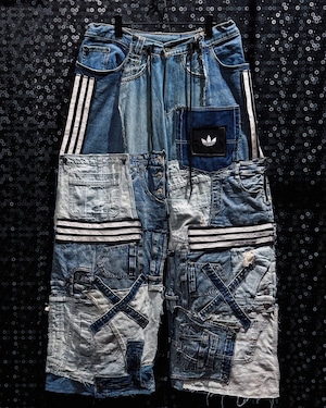 【ÆIEM】Special “original re:make” vintage patch work design asymmetry denim pants