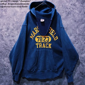 【doppio】special 70's vintage "champion" college design monochromatic tag reverse weave sweat foodie