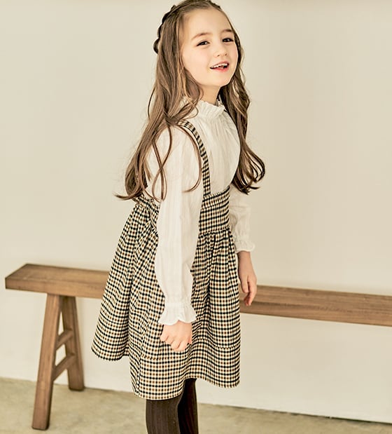 折り返しサススカート〈Brown check〉