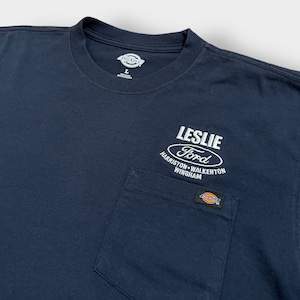 【Dickies】Ford 企業系 企業ロゴ 刺繍ロゴ ロンT 長袖 ポケットTシャツ ポケT ワンポイント LARGE ディッキーズ 車 レスリー フォード US古着