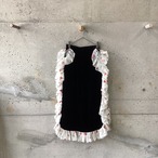 Frilled velvet skirt