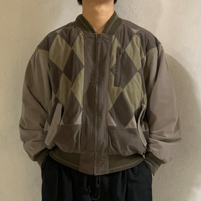 #7068 «special» MA-1 argyle pattern short blouson jacket