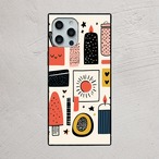 受注生産 iPhoneケース 太陽と記号のレトロ紙ものコラージュ｜シンボルモチーフ ZINE018D