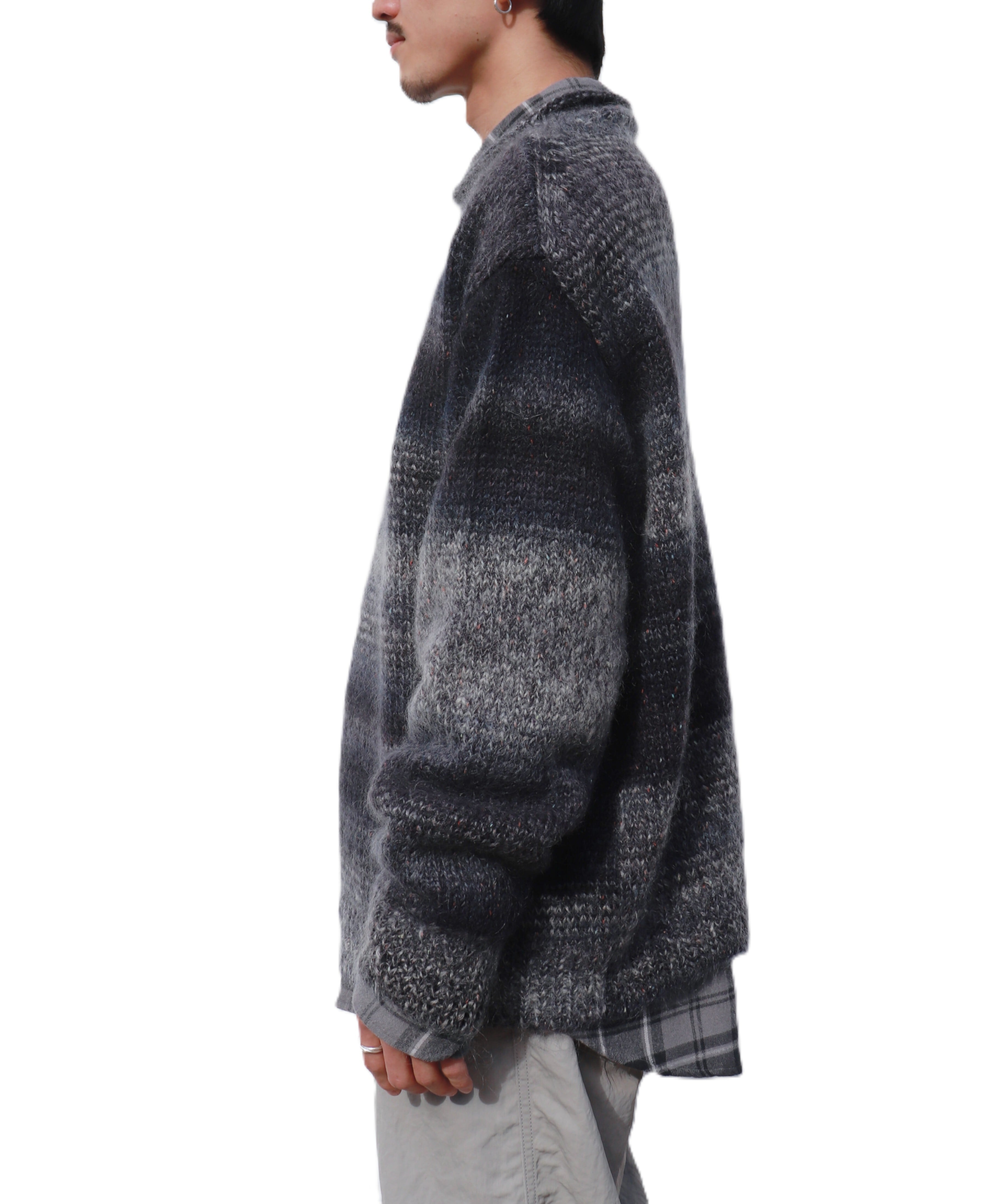 UNUSED / US2529 MOHAIR PULLOVER KNIT (NAVY×GRAY) | AfterSchool
