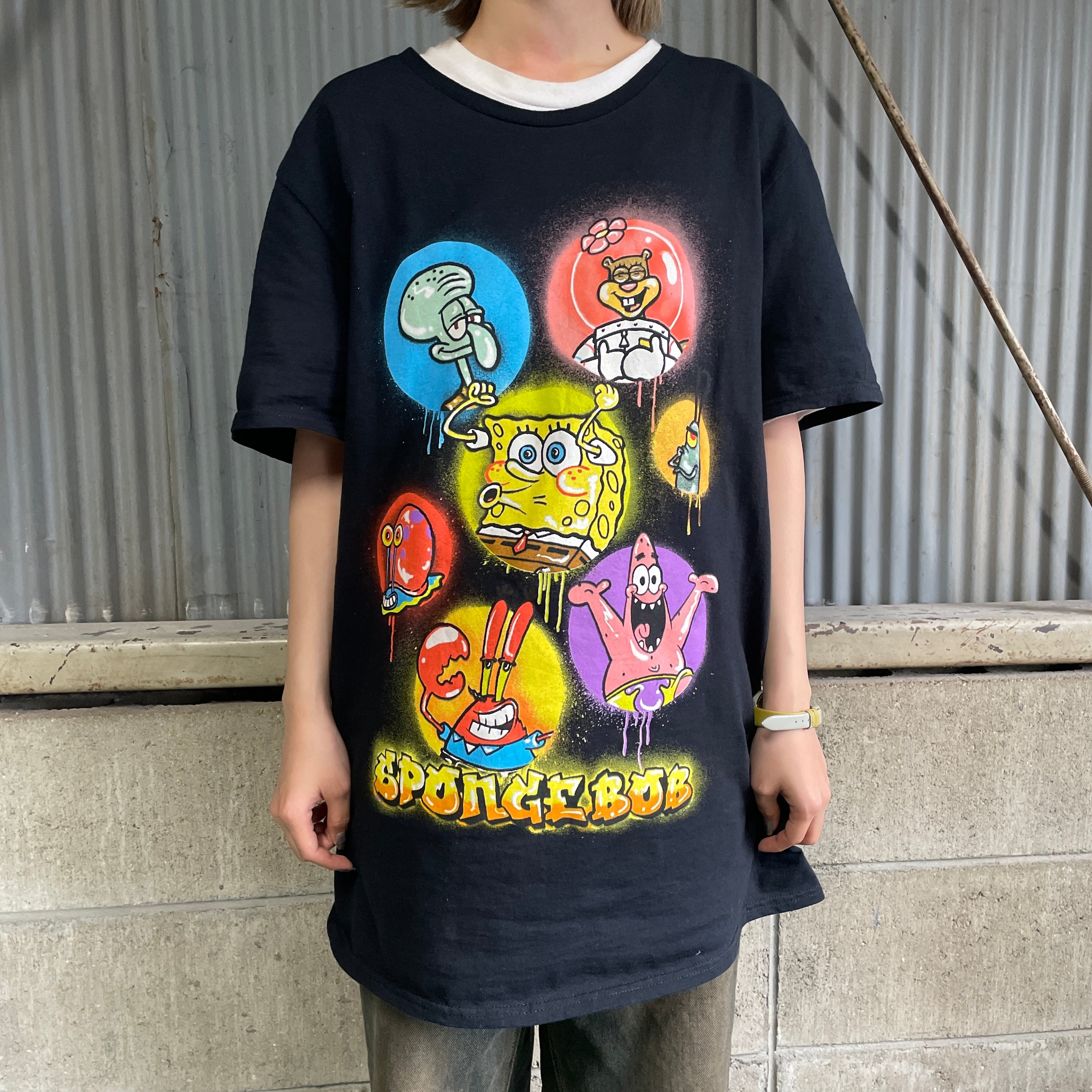 スポンジボブ キャラクタープリントTシャツ メンズL レディース 古着 