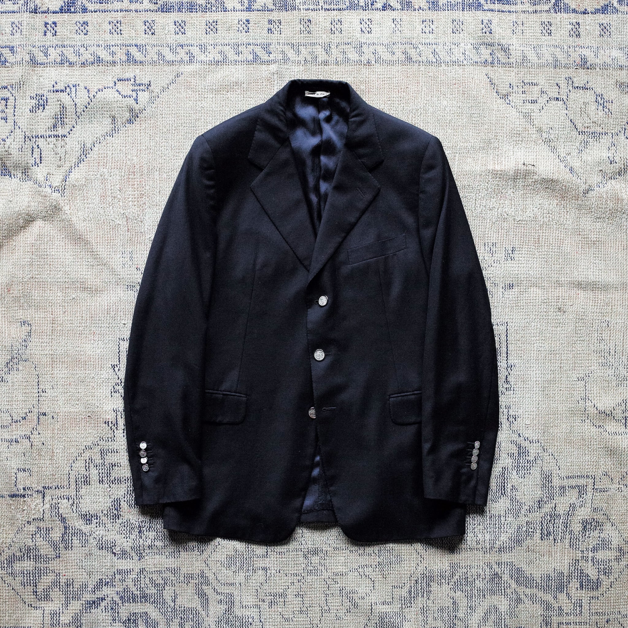 HERMES ネイビーブレザー ピュアウール SUPER100 紺ブレ 1990年代