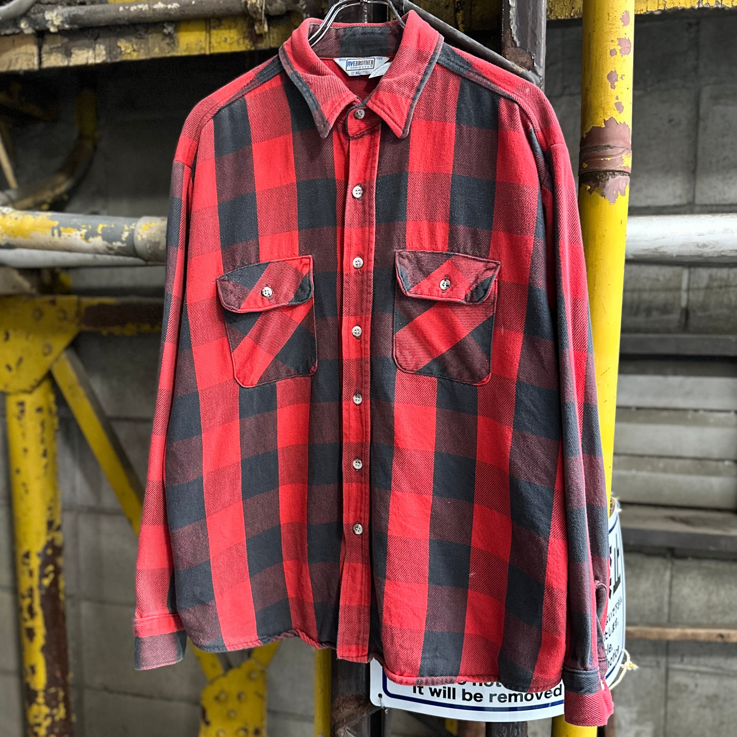 XL‼︎】70's Sears Shadow Plaid Open Collar Rayon Shirt “KINGS ROAD