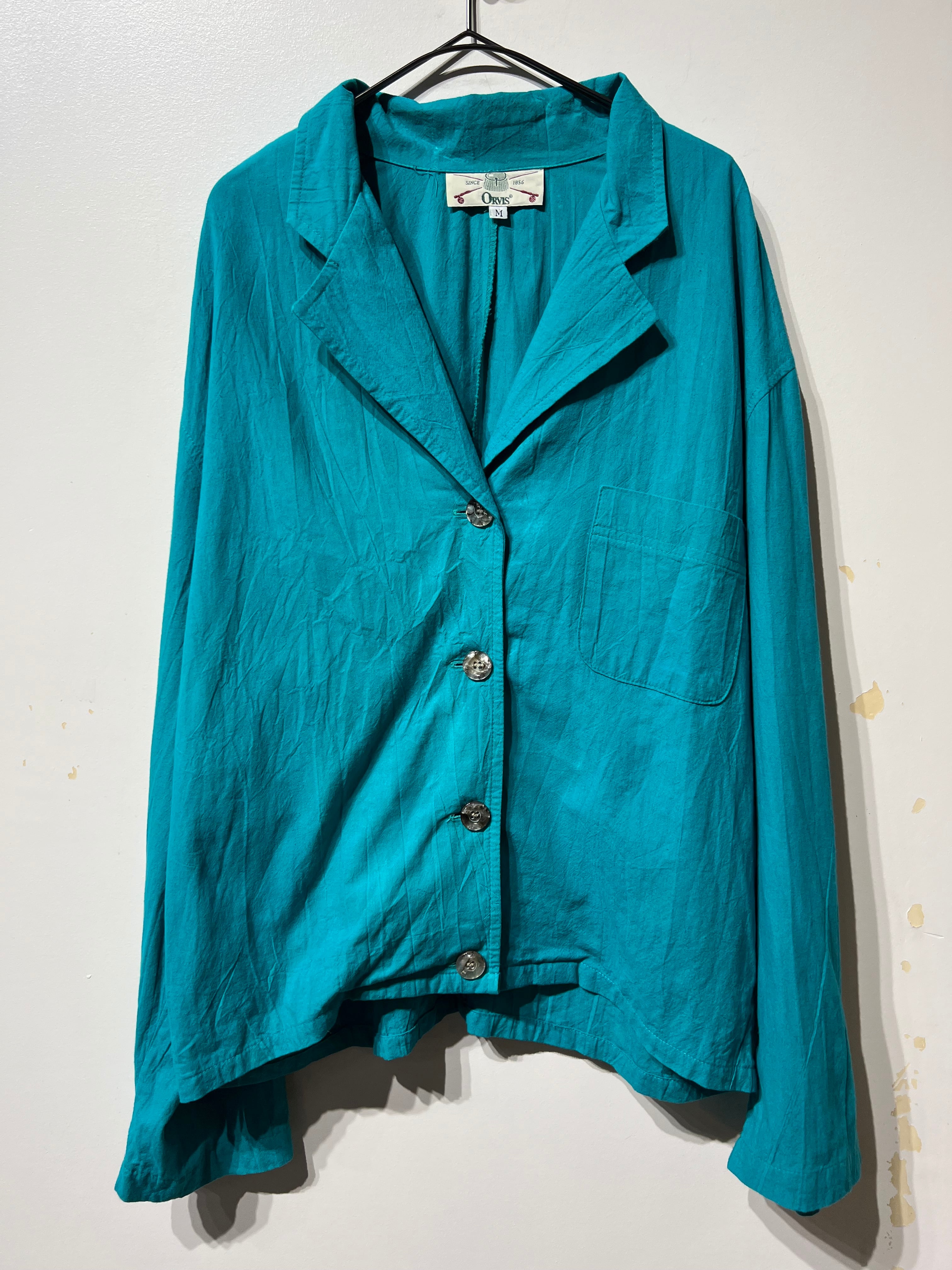 (OT1524)Orvis turquoise open collar shirt jacket