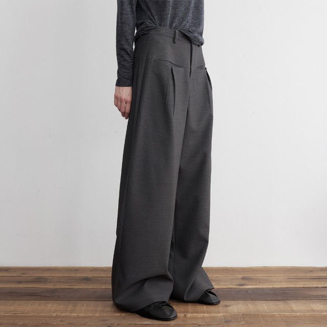 Double tuck wide pants A00276