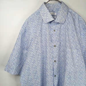 カルバンクライン　ストレッチシャツ　総柄　花柄　防シワ　半袖　L/G