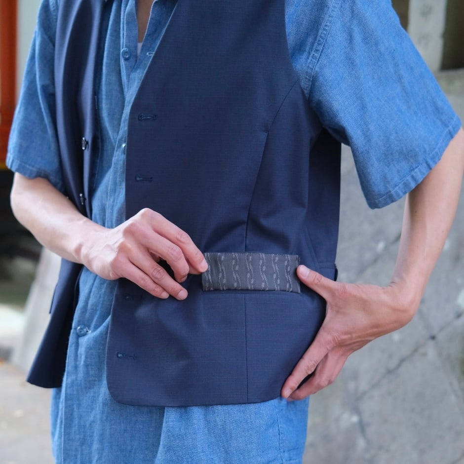 KENNETH FIELD(ケネスフィールド) /IRON VEST RIPSTOP-NAVY-(26SS-14