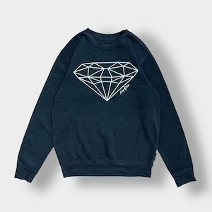 RING OF FIRE スウェットシャツ トレーナー ダイヤモンド プリント ダークグレー L クルーネック SWEATSHIRTS US古着