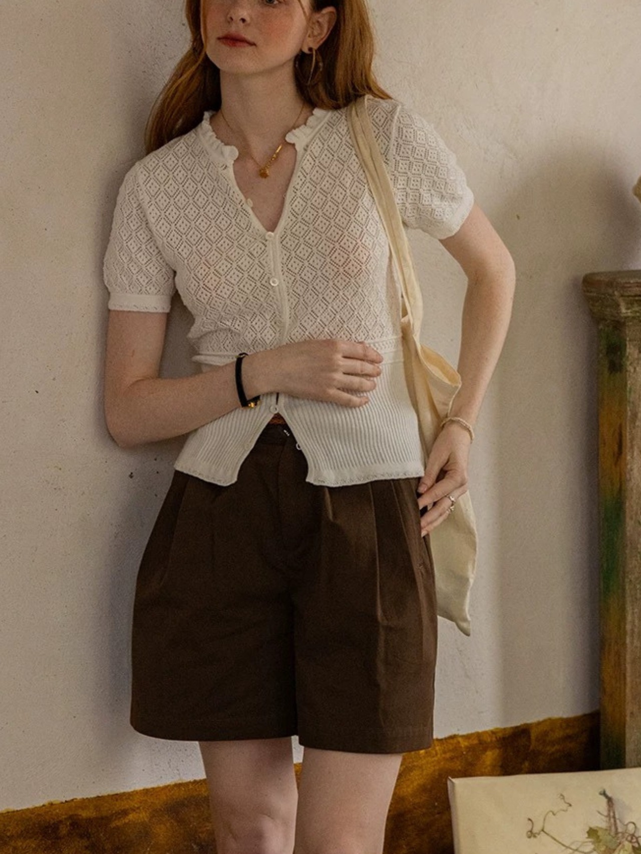Losange Lace Knit Cardigan F0775