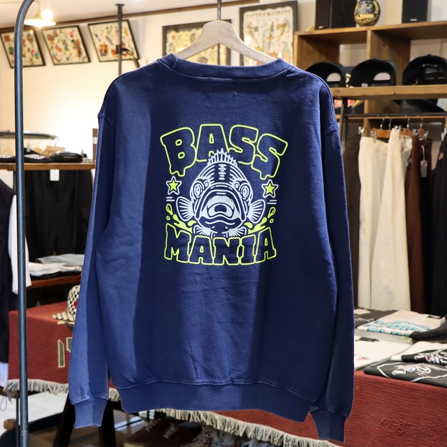 Bass Face Fade Wash Crew Neck Sweat Shirt［F.NAVY］