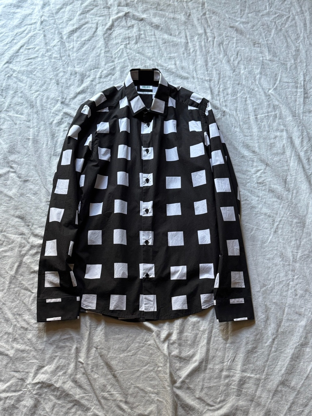 "KENZO" 2000s Block Plaid Pattern Shirt