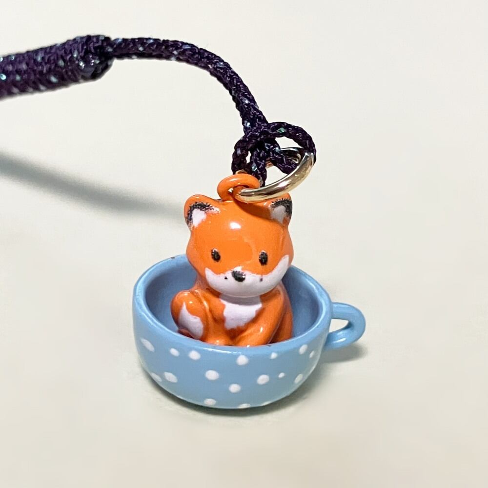 ティーカップ きつね 根付 キツネ ストラップ | きつねの雑貨屋さん