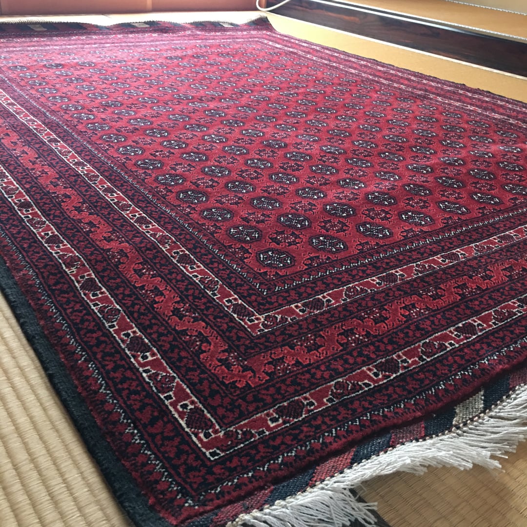 アフガニスタン絨毯：新品 アフガン絨毯最高クラスのホジャロシュナイ手織り草木染め 217cm*153cm アフガン道 [afghando]  アフガン絨毯専門店