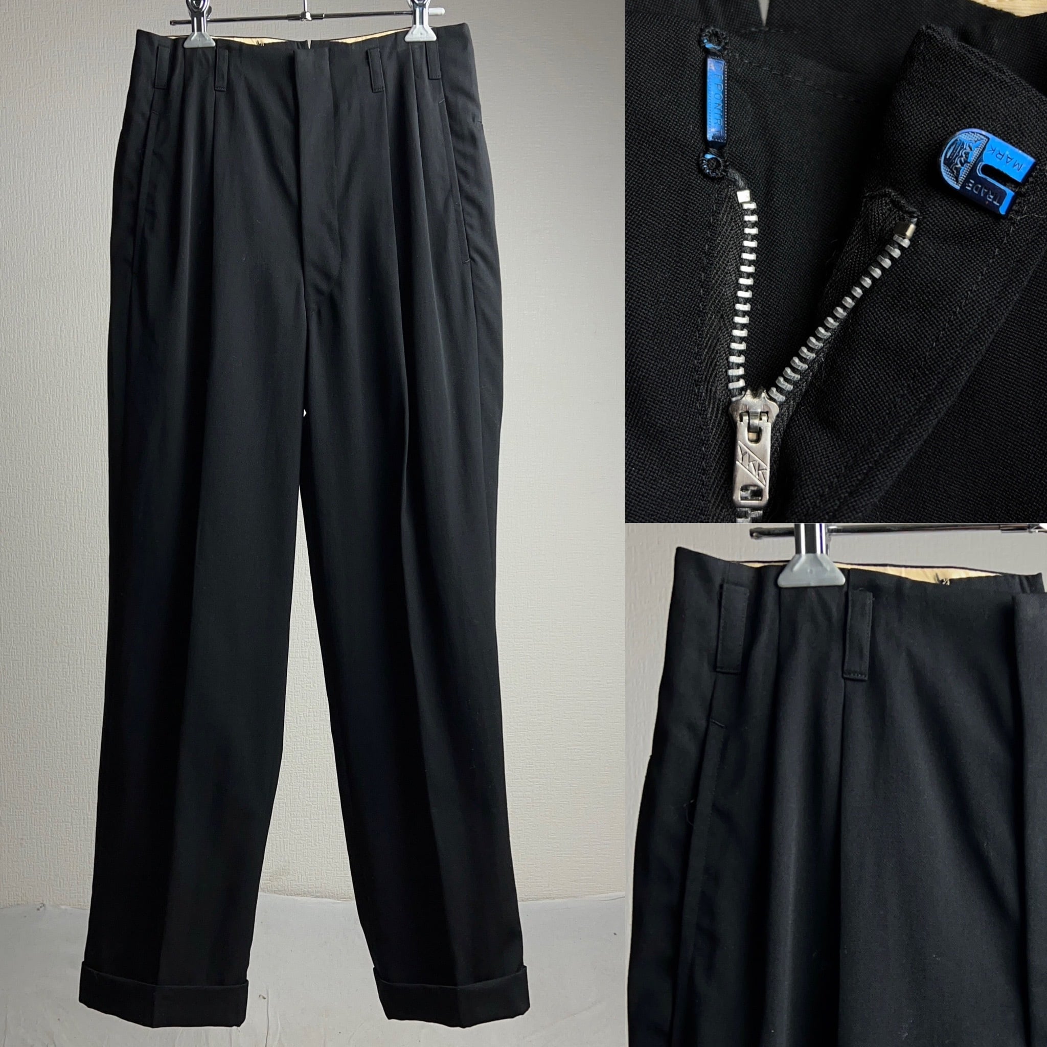 60's~ Vintage Slacks Black 60年代 ヴィンテージスラックス 2タック 