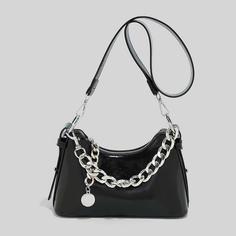 faux leather chain shoulder bag / l0310