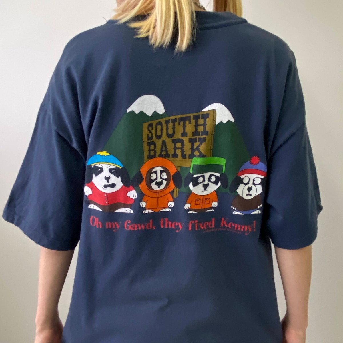 90年代 BIG DOGS 犬 SOUTH BARK キャラクター パロディ バックプリント 