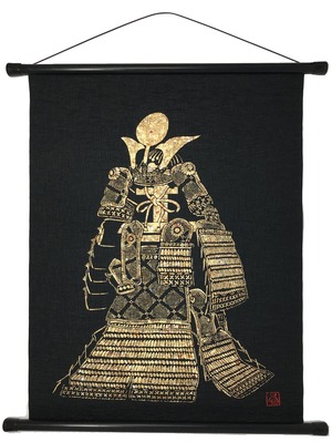 【新着特価】和紙かわ澄 総柄 友禅和紙 タペストリー 鎧兜 58×46cm 化粧箱入 鎧兜
