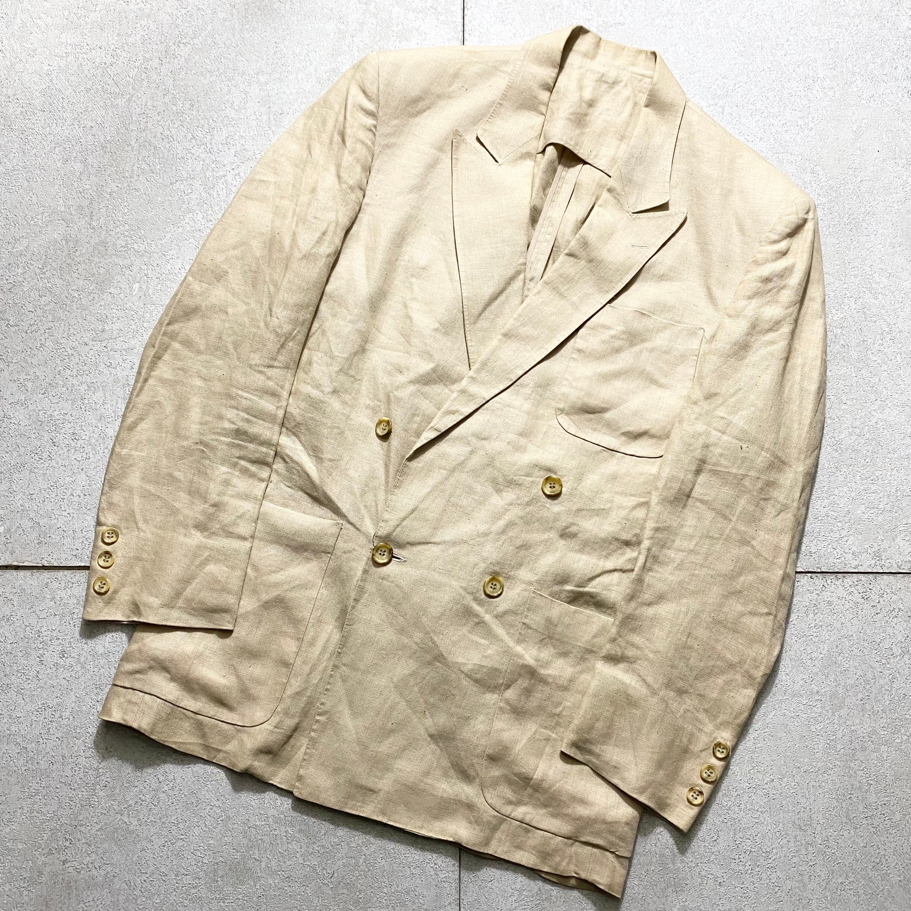 vintage MARCEL LASSANCE double breasted linen tailored jacket 