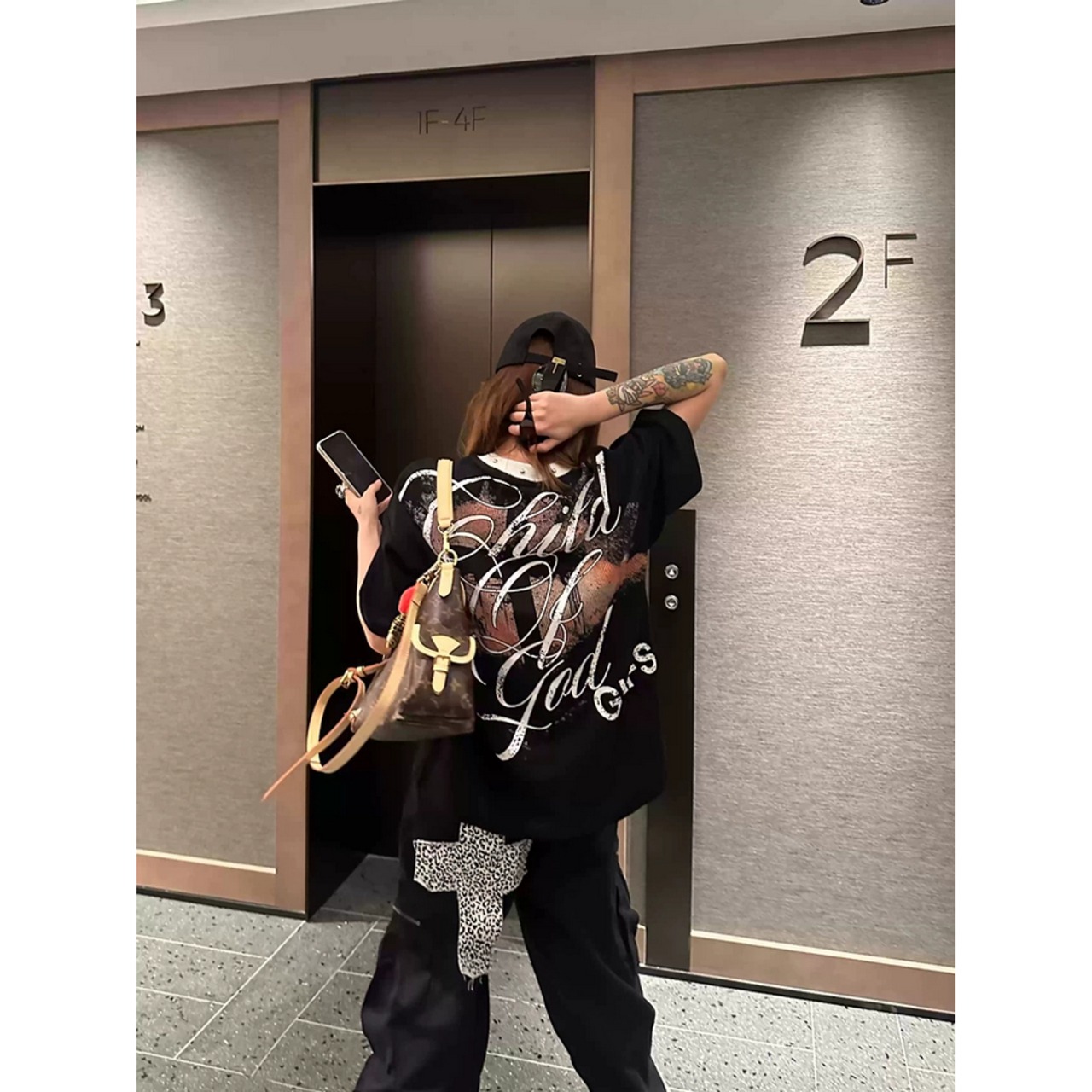 VINTAGE ストリート クロスワッフル Tシャツ T2072