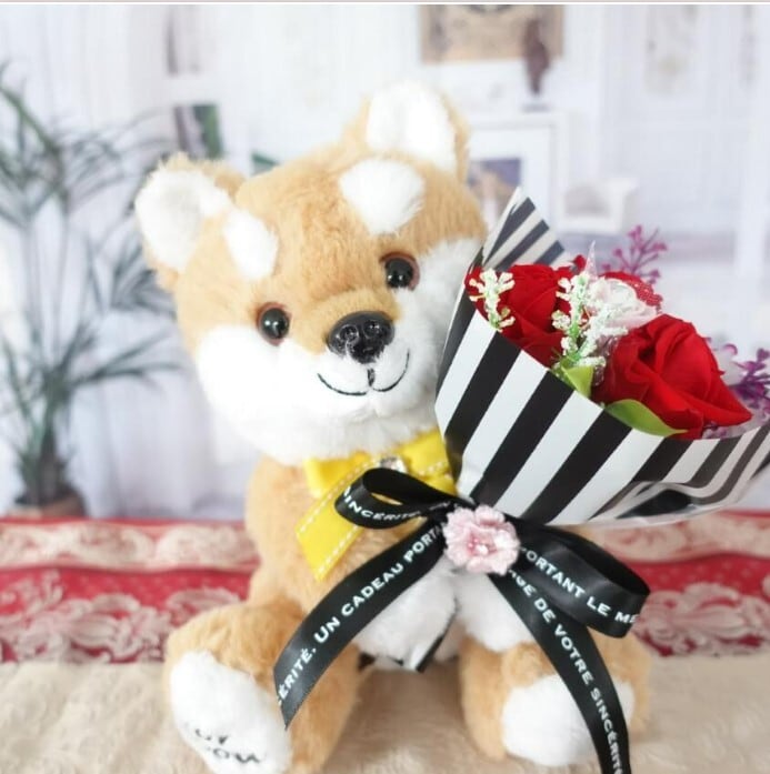 柴犬「オリ」の花束 まめ柴 プレゼント フラワーアレンジメント