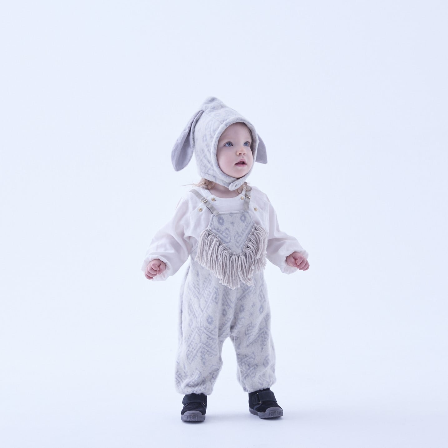 【25AW】eLfinFolk(エルフィンフォルク)Snow Jacquard Rompers ivory(80/90)ロンパース ジャガード アイボリー