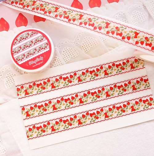 新作☆ FL848｜ Fairylady【野莓藤织带】マスキングテープ 特殊インク 剥離紙付き