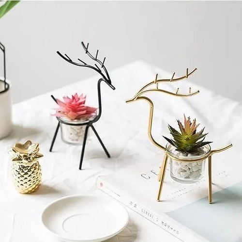 多肉植物　フェイクグリーン　造花　アートフラワー　ブラック　鉄　ガラス　黒　ヘラジカ　赤　レッド　装飾　花瓶　おしゃれ　パーティー　リビングルーム　ベットルーム　男性　女性　ユニセックス　動物　北欧　おしゃれ