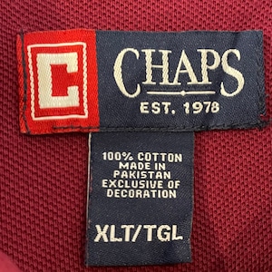 【CHAPS】ビッグサイズ ポロシャツ XLT 刺繍ロゴ バーガンディ チャップス US古着 アメリカ古着