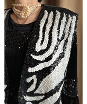 80-90s szebra pattern sequin beads vest-3788-12