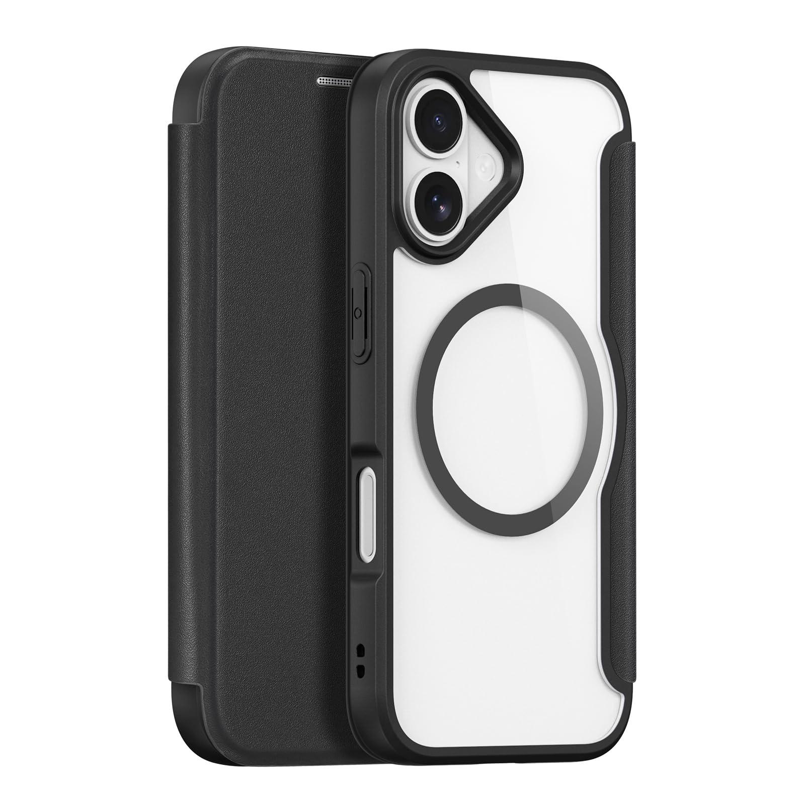 Taosan iPhone 17 対応手帳型ケース 背面クリア Magsafe対応 ブラック