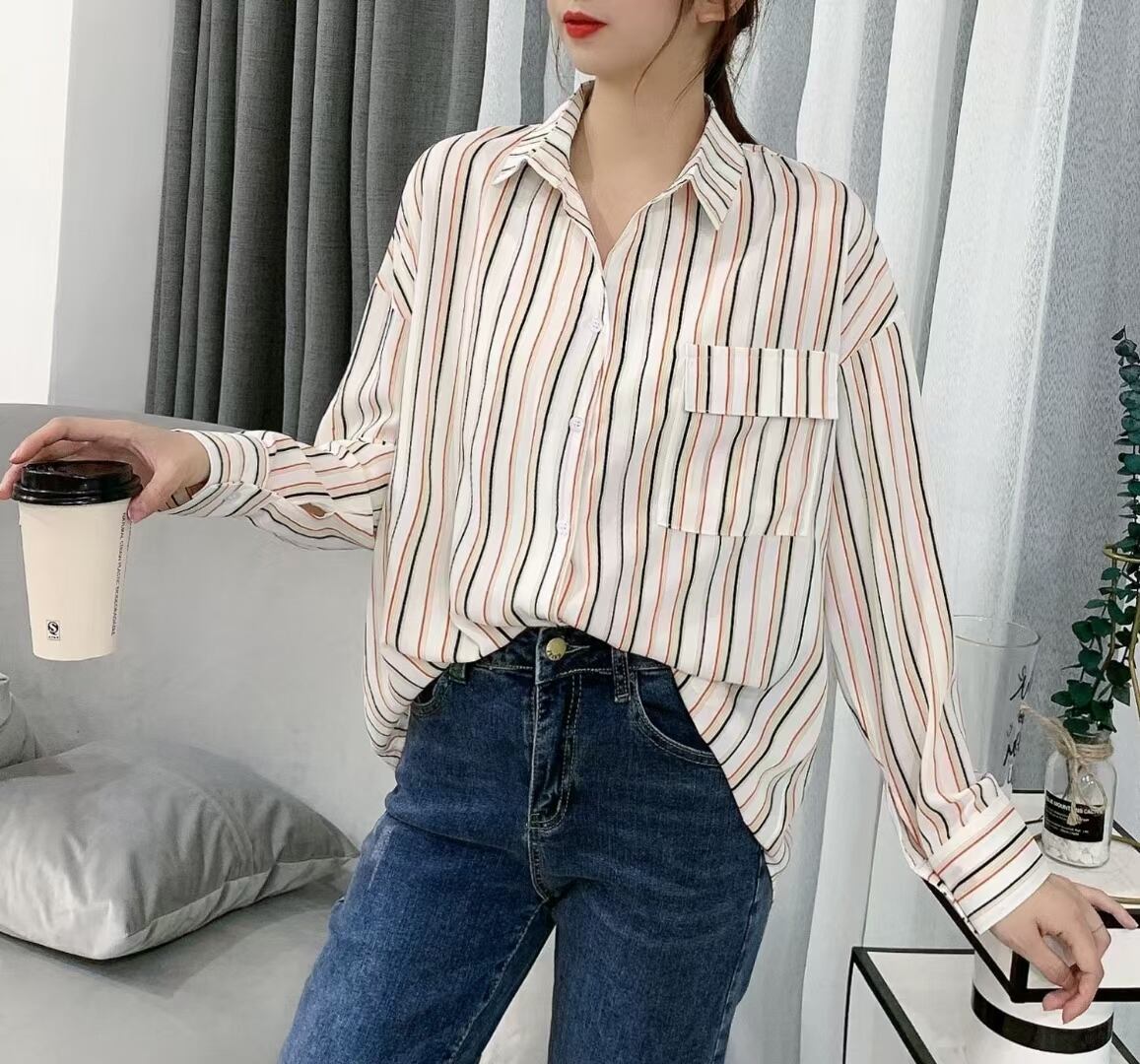 マルチカラー　ストライプブラウス　AJ-3346-3678