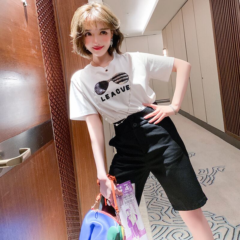 Tシャツ ハイウェストパンツ サマー レッド 刺繍 夏物 MIUCO26125458942