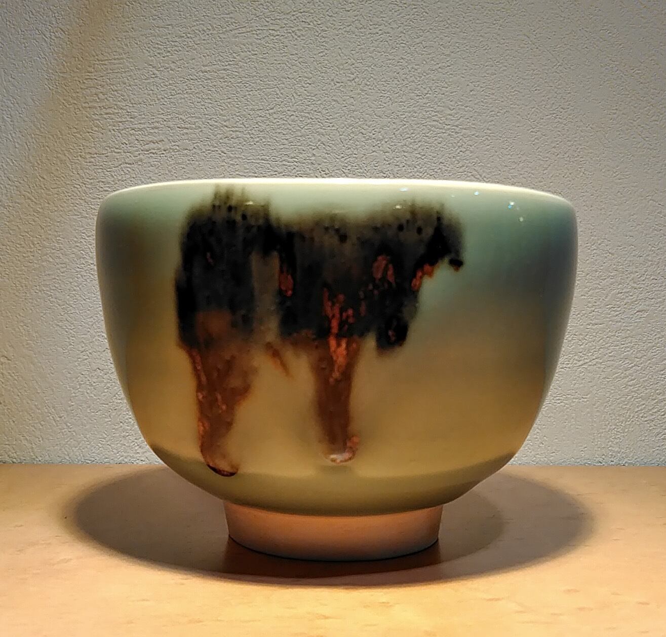 竹西予州作 飛青磁茶碗 共箱付／Art Selection【1点もの】【送料無料