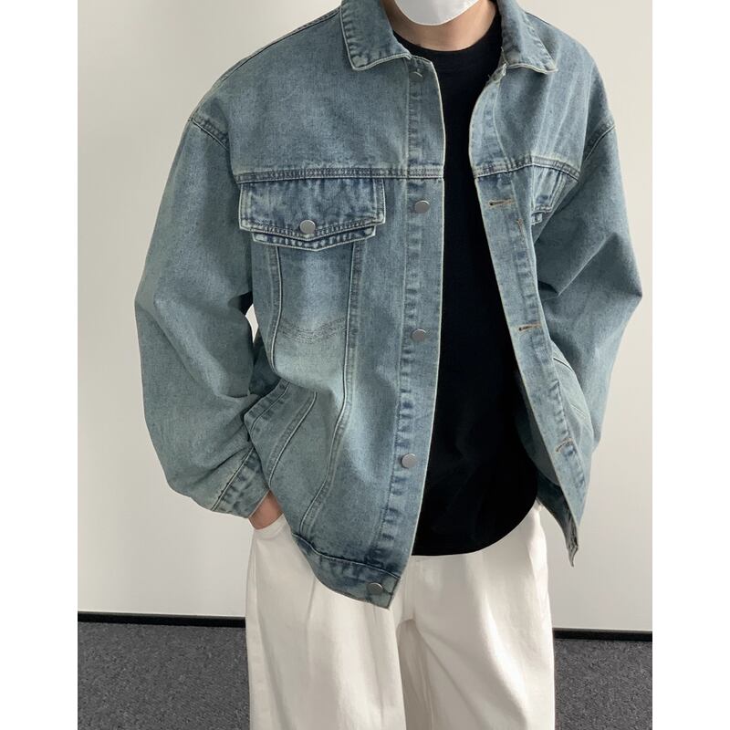 ovaersized denim jacket button front long sleeve mr0392
