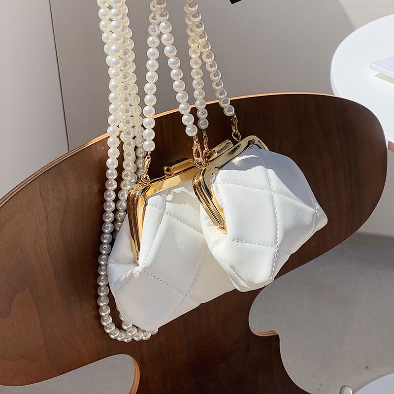 パールチェーン サマーミニ 夏物 真珠 メッセンジャーバッグ 財布 パスケース 手作りハンドバック70401989717