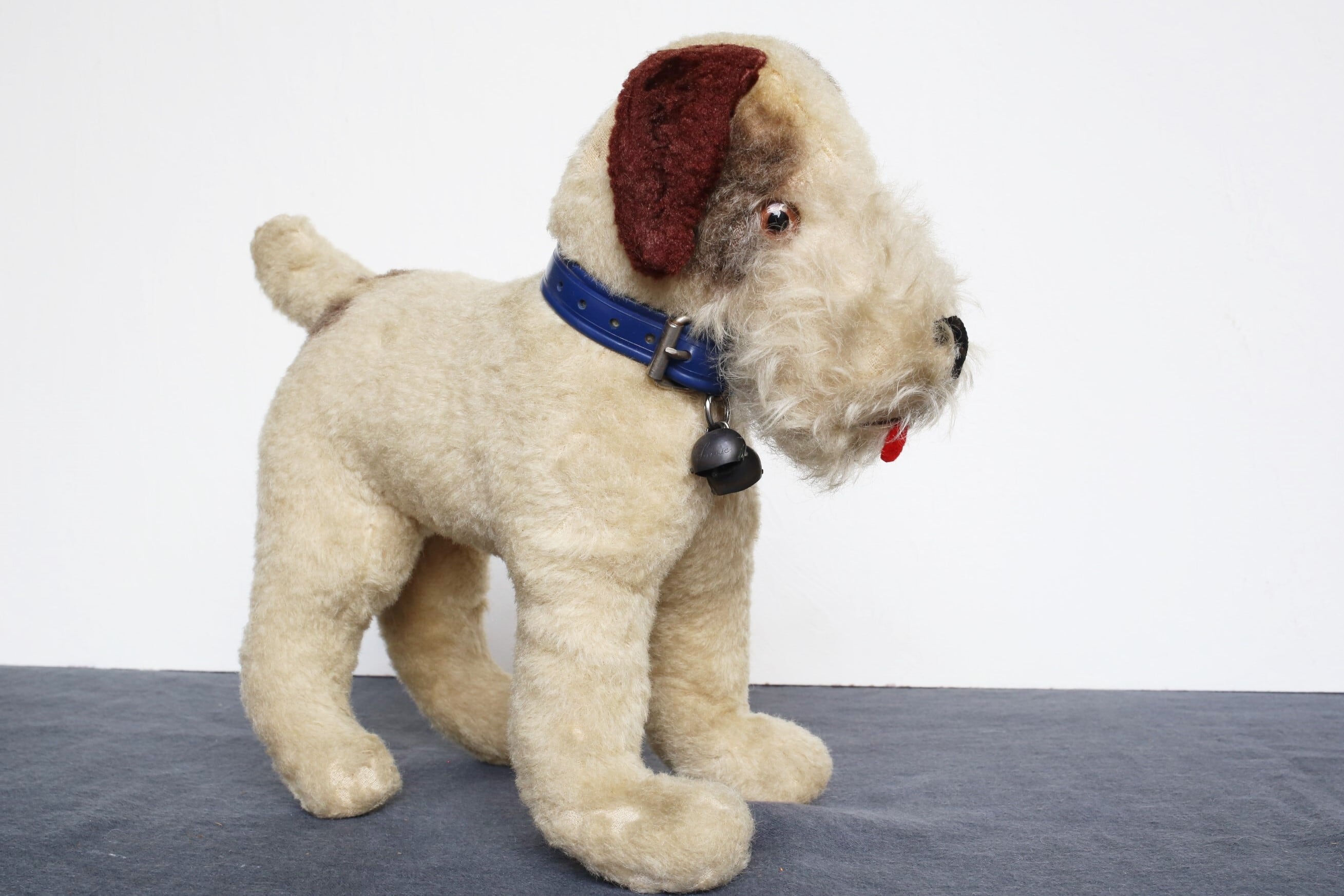 フランス アンティーク ヴィンテージ 犬のぬいぐるみ 鈴付き テリア N-2441