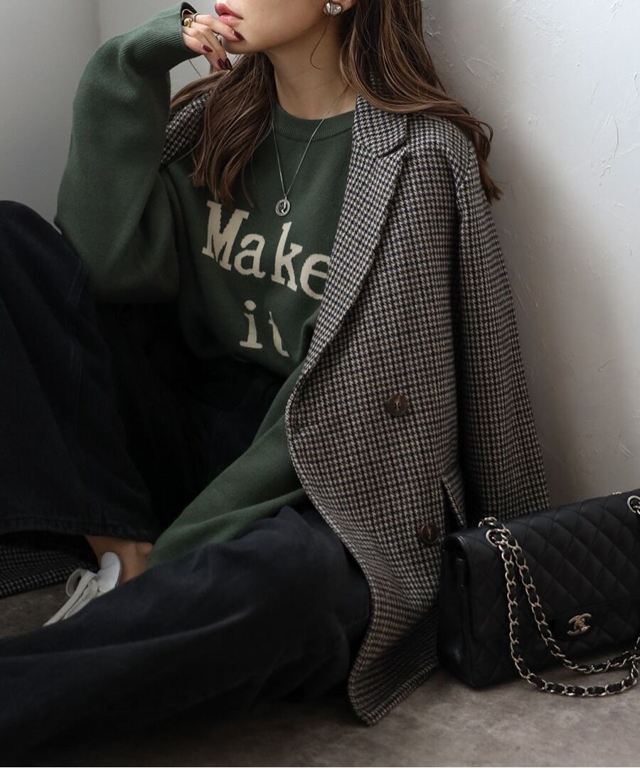 ガンクラブチェックオーバーサイズダブルジャケット【a-50291】.