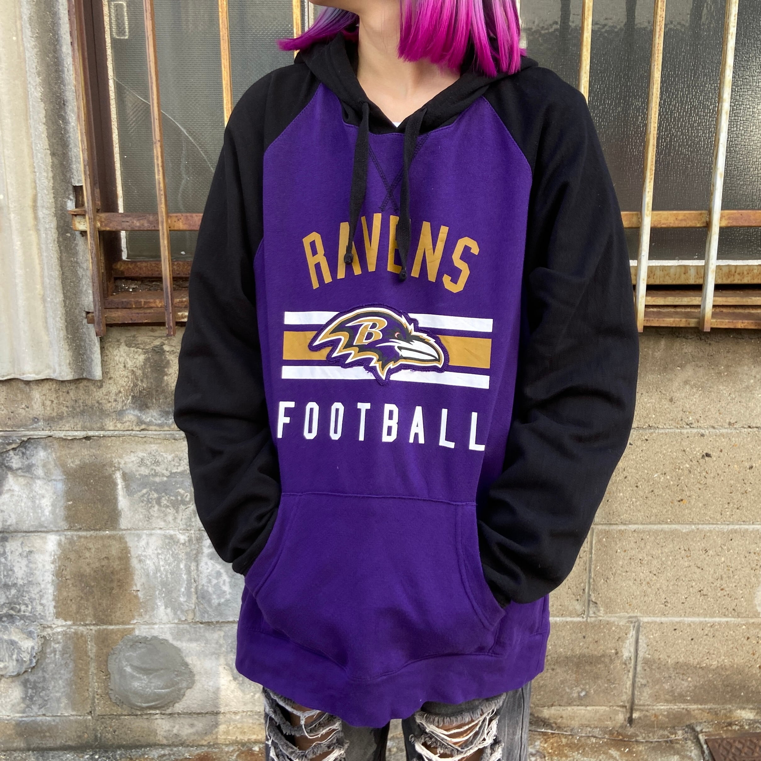 NFL NFL BALTIMORE RAVENS ボルチモアレイブンズ プリントスウェットシャツ トレーナー メンズXL /taa001866