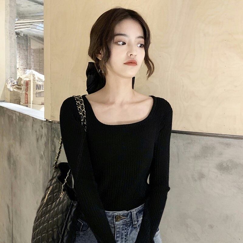 ブラックシャツ スプリングオータムウィンタースタイルニットセーター トップス ドレス ロング 大人ガーリー スウィート キュート カジュアル 春物 秋物 冬物 試着室26364930856