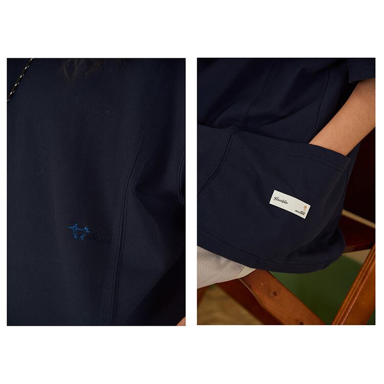 ★EMBROIDERED BOTH SIDE POCKETS LOOSE T-SHIRT　　　A0542